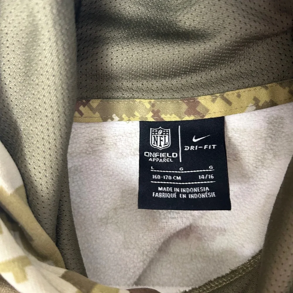 Nike Denver Broncos Hoodie Boys L Green Digital Camo Salute to Service NFL